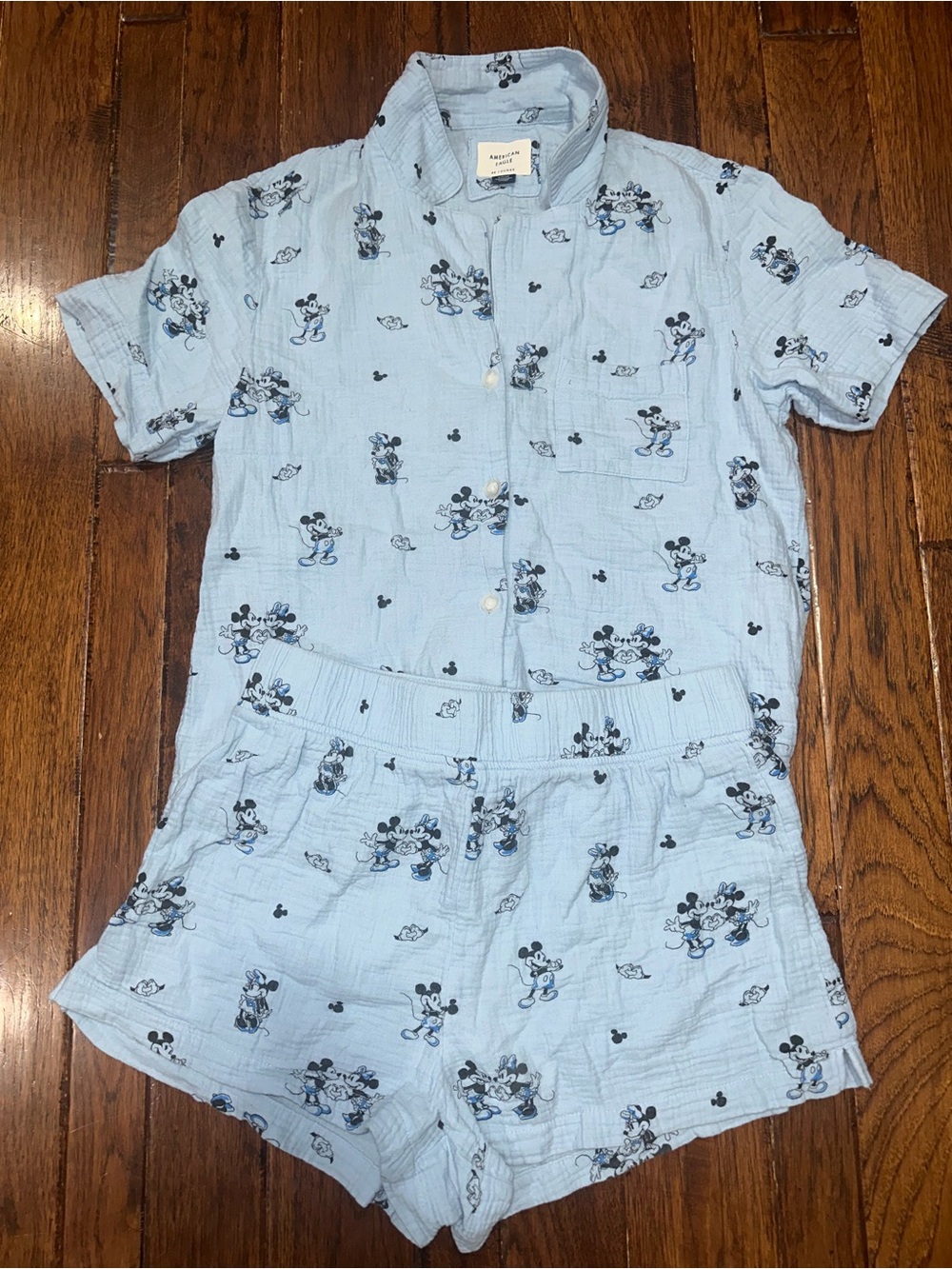 American Eagle Outfitters Light Blue Mickey Mouse pajama set Size Small
